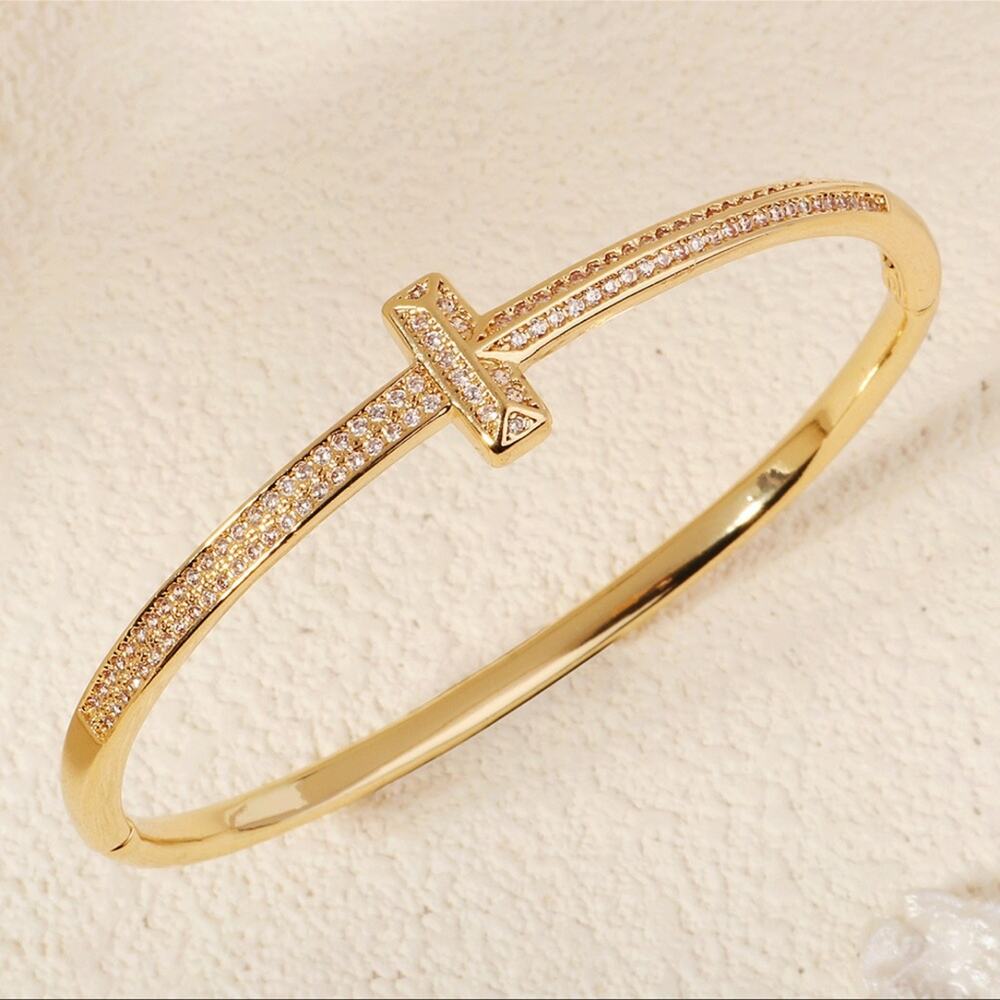Designer T CK Hinged Wired Bangle Bracelet